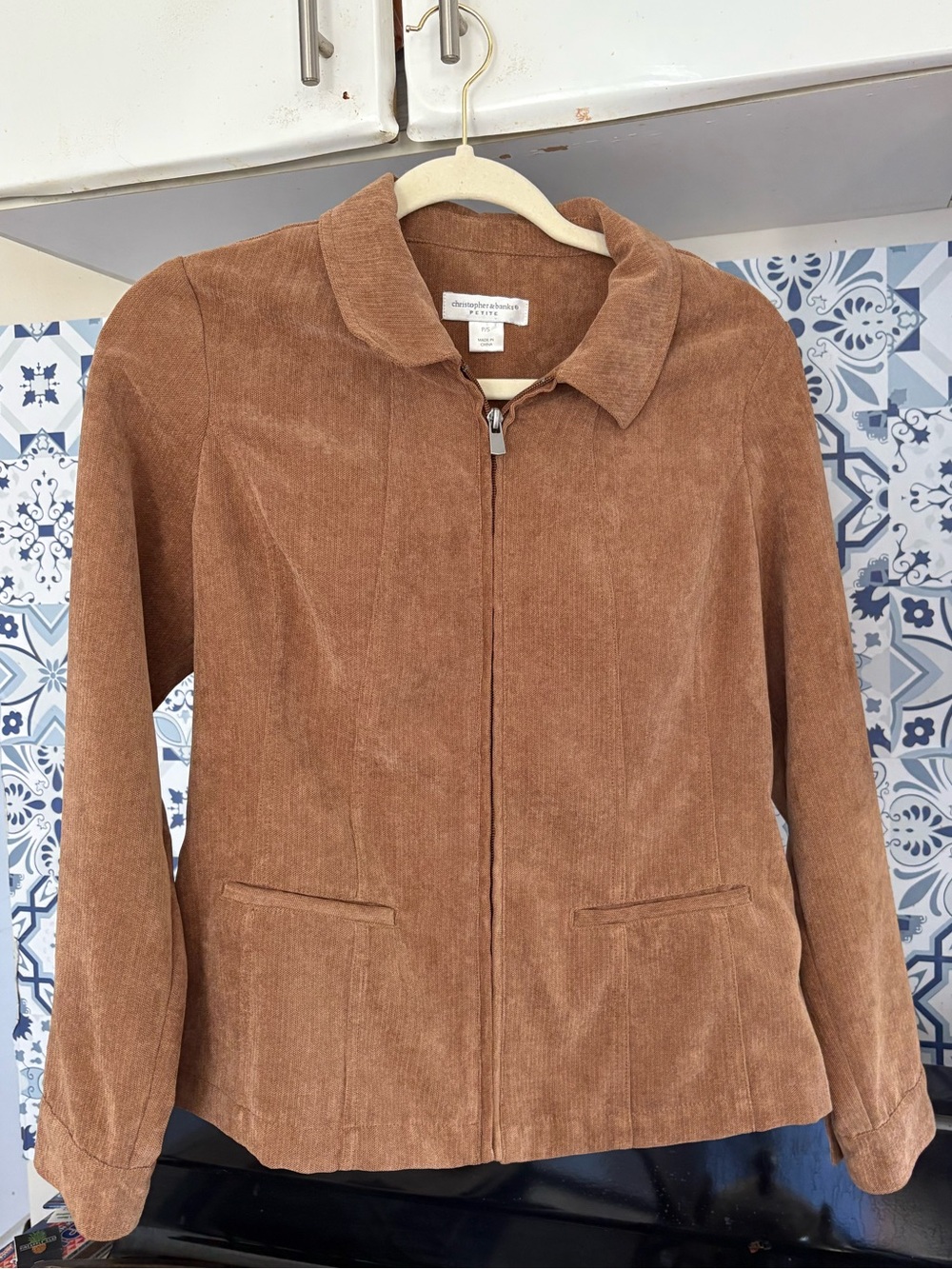 Christopher & Banks Camel Brown Zip Jacket in Brown